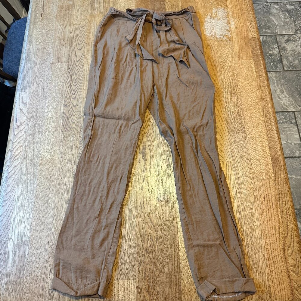 Lulus Tie Front Trouser Pants Brown Size Medium - Picture 2 of 15